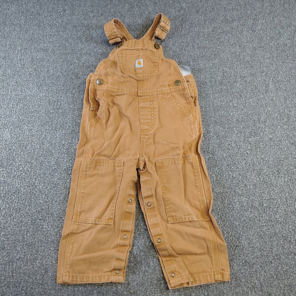 Carhartt Bib Overalls Baby 24M Brown Duck Canvas Double Knee Workwear
